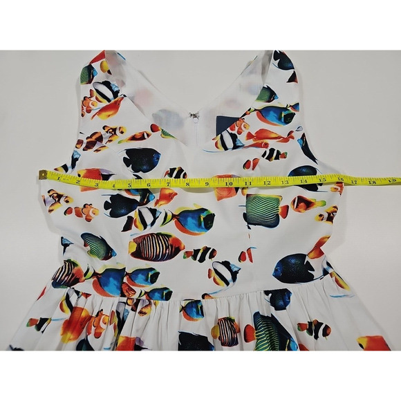 Modcloth Fish Print Knee Length Sundress Size S Artsy Nautical Beach Vacation - Picture 6 of 8